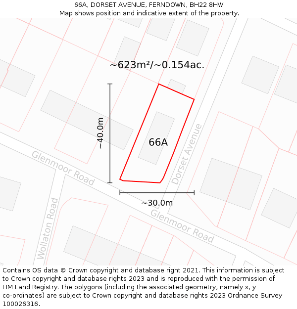 66A, DORSET AVENUE, FERNDOWN, BH22 8HW: Plot and title map