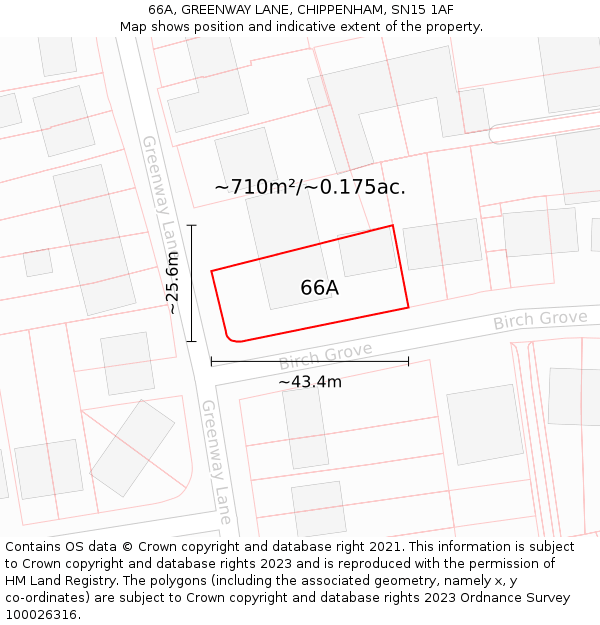 66A, GREENWAY LANE, CHIPPENHAM, SN15 1AF: Plot and title map