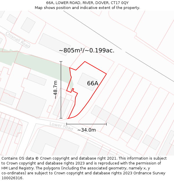 66A, LOWER ROAD, RIVER, DOVER, CT17 0QY: Plot and title map