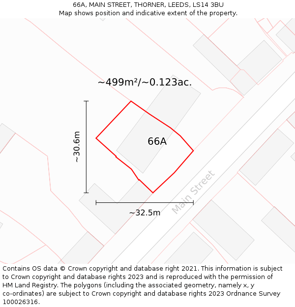 66A, MAIN STREET, THORNER, LEEDS, LS14 3BU: Plot and title map