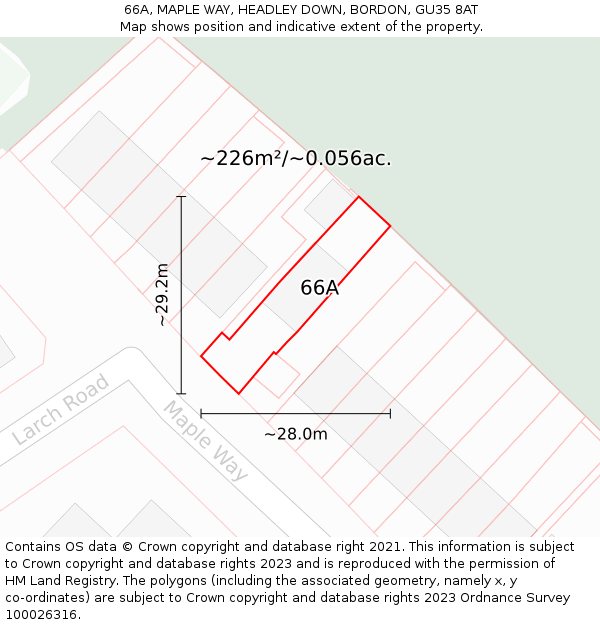 66A, MAPLE WAY, HEADLEY DOWN, BORDON, GU35 8AT: Plot and title map