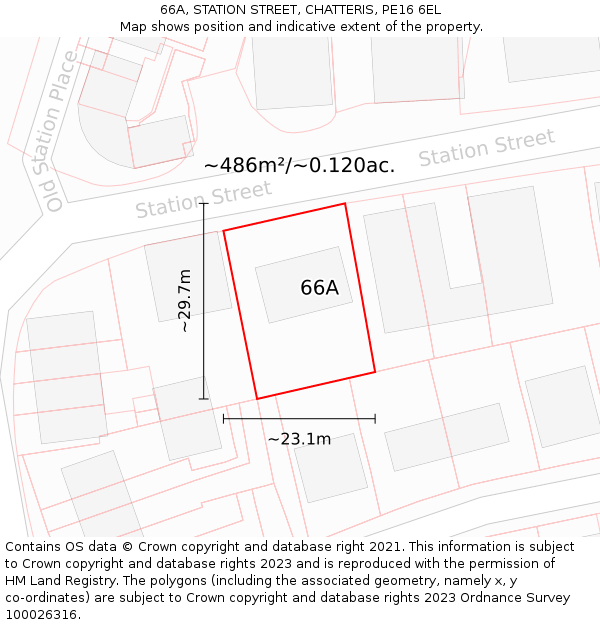 66A, STATION STREET, CHATTERIS, PE16 6EL: Plot and title map