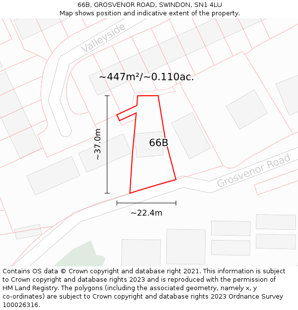 66B, GROSVENOR ROAD, SWINDON, SN1 4LU: Plot and title map