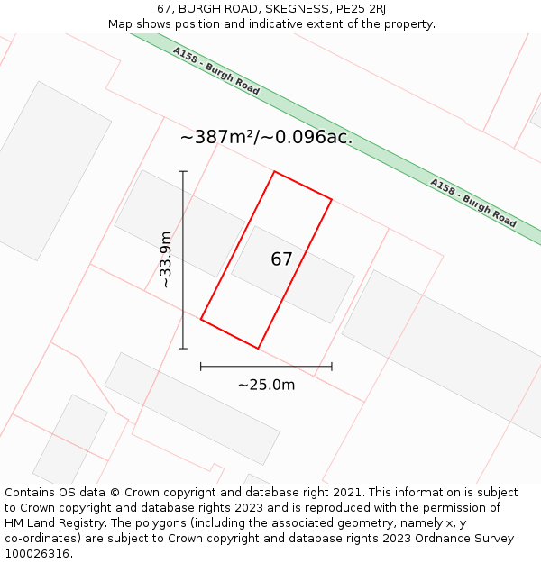 67, BURGH ROAD, SKEGNESS, PE25 2RJ: Plot and title map