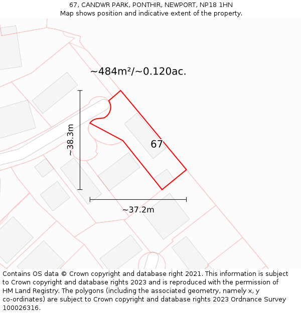 67, CANDWR PARK, PONTHIR, NEWPORT, NP18 1HN: Plot and title map