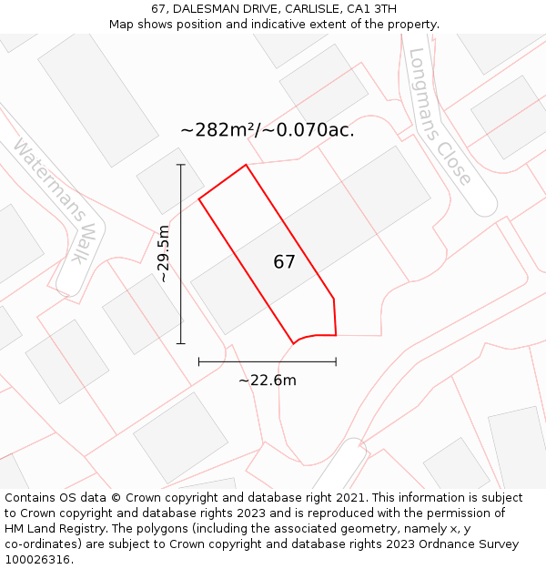 67, DALESMAN DRIVE, CARLISLE, CA1 3TH: Plot and title map