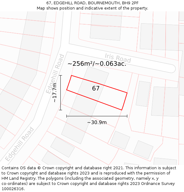 67, EDGEHILL ROAD, BOURNEMOUTH, BH9 2PF: Plot and title map