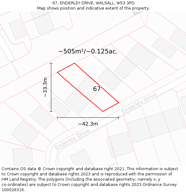 67, ENDERLEY DRIVE, WALSALL, WS3 3PD: Plot and title map