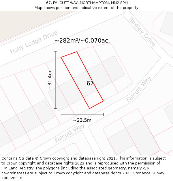 67, FALCUTT WAY, NORTHAMPTON, NN2 8PH: Plot and title map