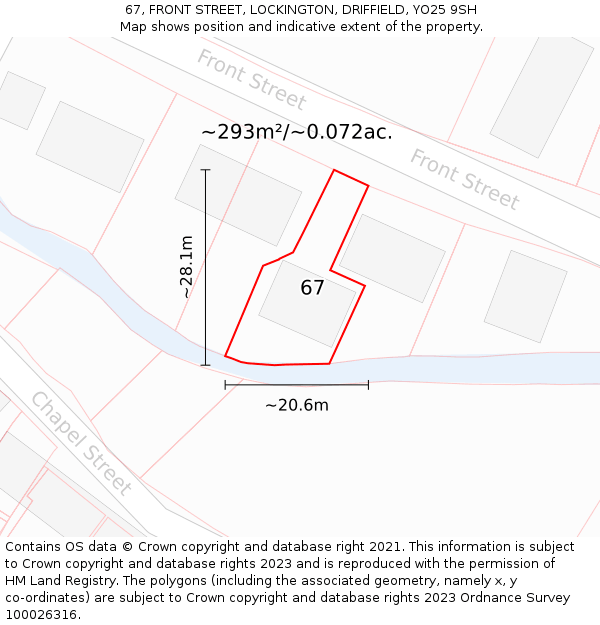 67, FRONT STREET, LOCKINGTON, DRIFFIELD, YO25 9SH: Plot and title map