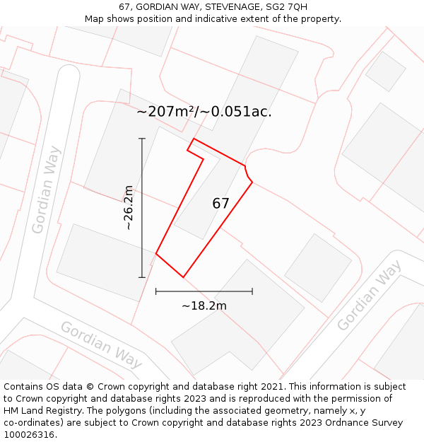 67, GORDIAN WAY, STEVENAGE, SG2 7QH: Plot and title map
