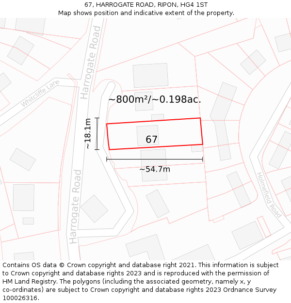 67, HARROGATE ROAD, RIPON, HG4 1ST: Plot and title map