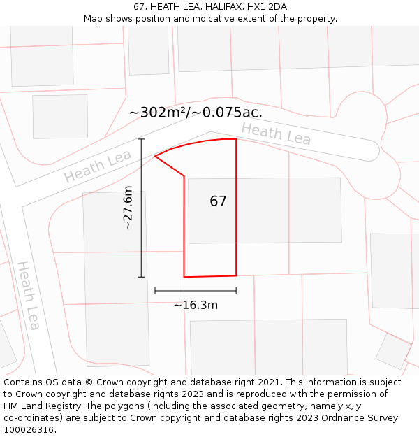 67, HEATH LEA, HALIFAX, HX1 2DA: Plot and title map