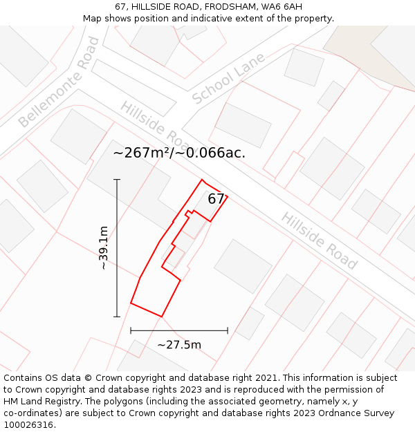 67, HILLSIDE ROAD, FRODSHAM, WA6 6AH: Plot and title map