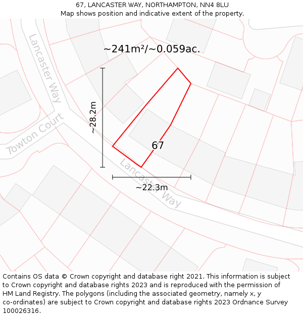67, LANCASTER WAY, NORTHAMPTON, NN4 8LU: Plot and title map