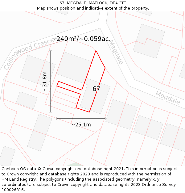 67, MEGDALE, MATLOCK, DE4 3TE: Plot and title map