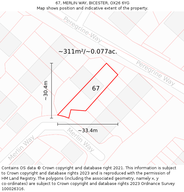 67, MERLIN WAY, BICESTER, OX26 6YG: Plot and title map