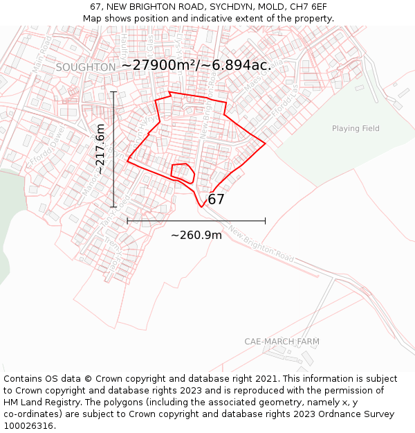 67, NEW BRIGHTON ROAD, SYCHDYN, MOLD, CH7 6EF: Plot and title map