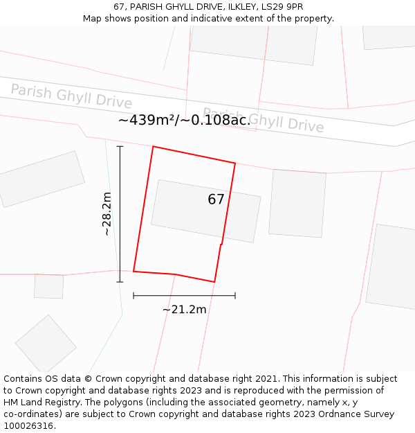 67, PARISH GHYLL DRIVE, ILKLEY, LS29 9PR: Plot and title map