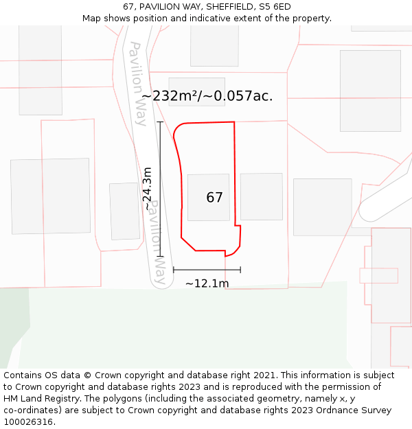 67, PAVILION WAY, SHEFFIELD, S5 6ED: Plot and title map