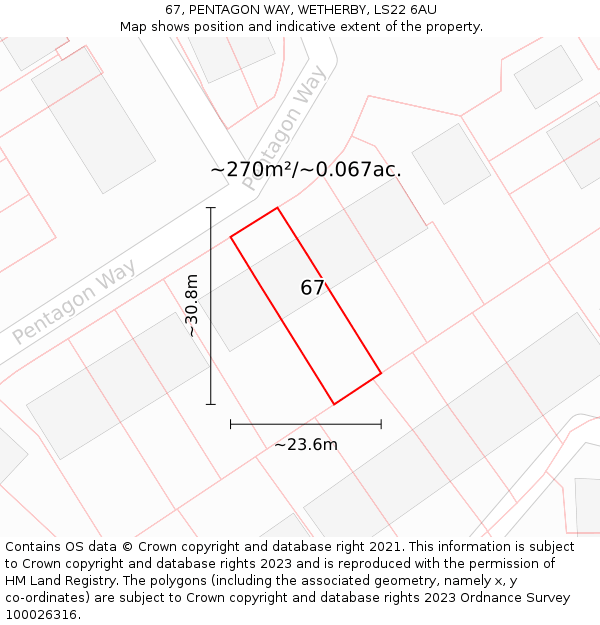 67, PENTAGON WAY, WETHERBY, LS22 6AU: Plot and title map