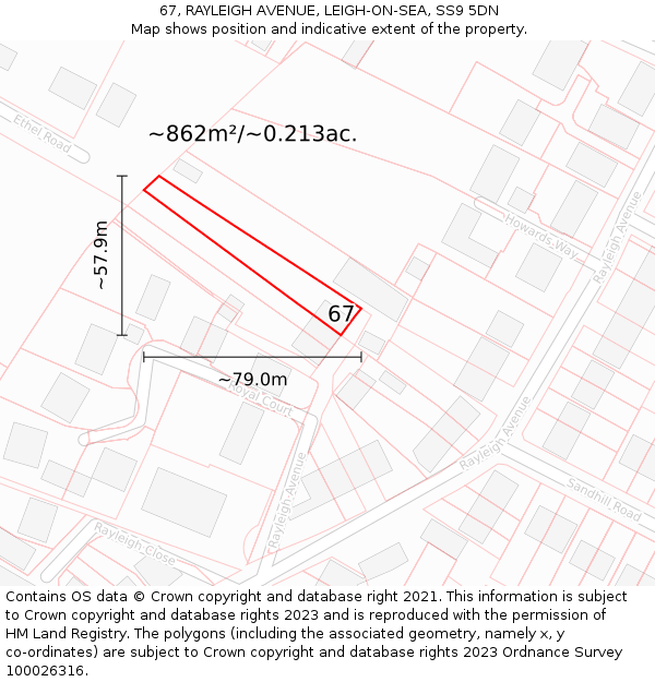67, RAYLEIGH AVENUE, LEIGH-ON-SEA, SS9 5DN: Plot and title map