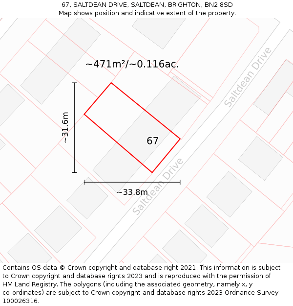 67, SALTDEAN DRIVE, SALTDEAN, BRIGHTON, BN2 8SD: Plot and title map