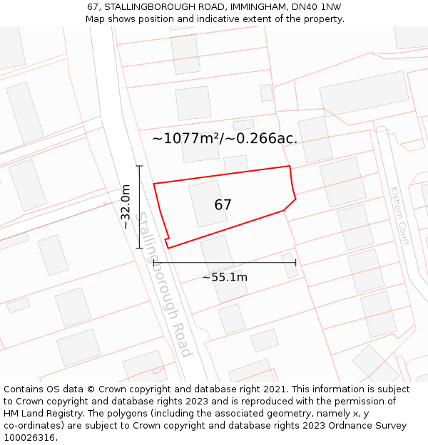 67, STALLINGBOROUGH ROAD, IMMINGHAM, DN40 1NW: Plot and title map