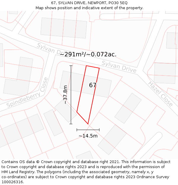 67, SYLVAN DRIVE, NEWPORT, PO30 5EQ: Plot and title map