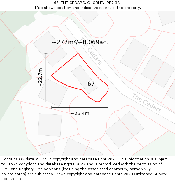 67, THE CEDARS, CHORLEY, PR7 3RL: Plot and title map