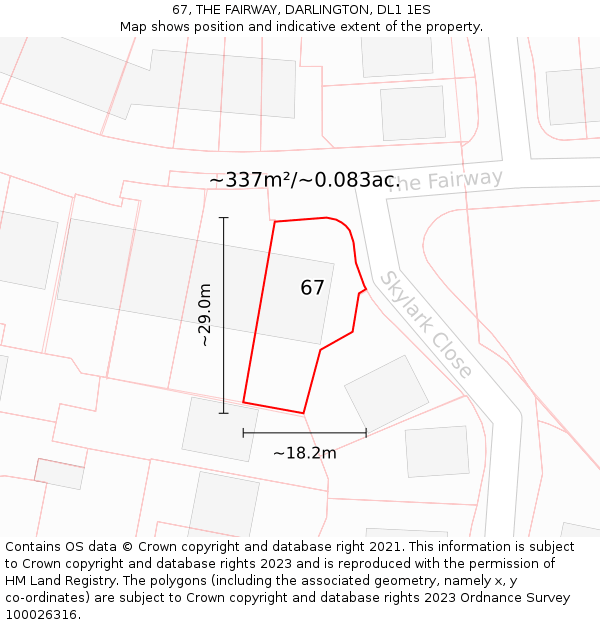67, THE FAIRWAY, DARLINGTON, DL1 1ES: Plot and title map