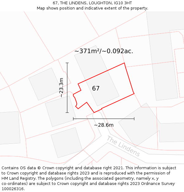67, THE LINDENS, LOUGHTON, IG10 3HT: Plot and title map