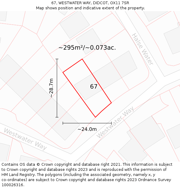 67, WESTWATER WAY, DIDCOT, OX11 7SR: Plot and title map