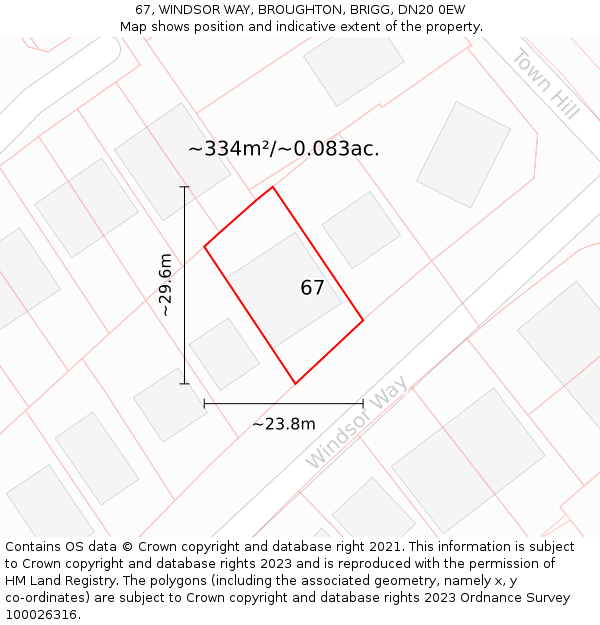 67, WINDSOR WAY, BROUGHTON, BRIGG, DN20 0EW: Plot and title map