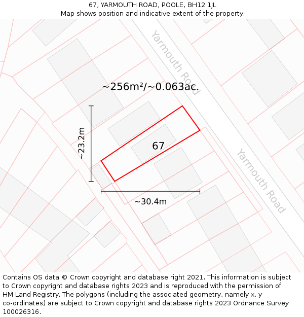 67, YARMOUTH ROAD, POOLE, BH12 1JL: Plot and title map