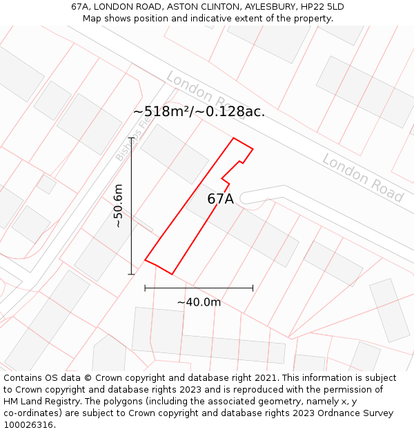 67A, LONDON ROAD, ASTON CLINTON, AYLESBURY, HP22 5LD: Plot and title map