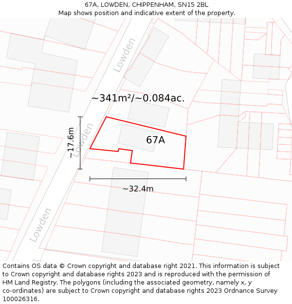 67A, LOWDEN, CHIPPENHAM, SN15 2BL: Plot and title map
