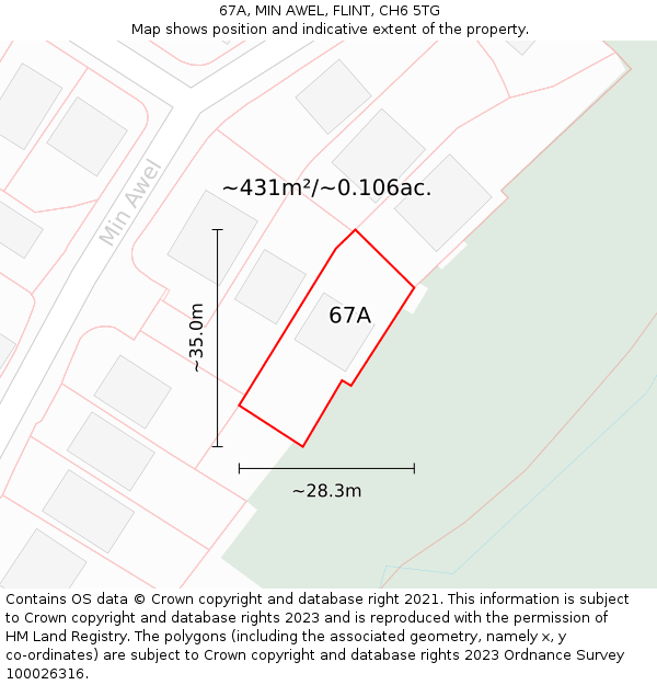 67A, MIN AWEL, FLINT, CH6 5TG: Plot and title map