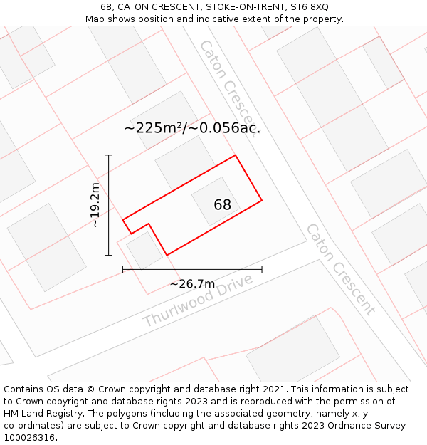 68, CATON CRESCENT, STOKE-ON-TRENT, ST6 8XQ: Plot and title map