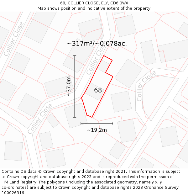 68, COLLIER CLOSE, ELY, CB6 3WX: Plot and title map