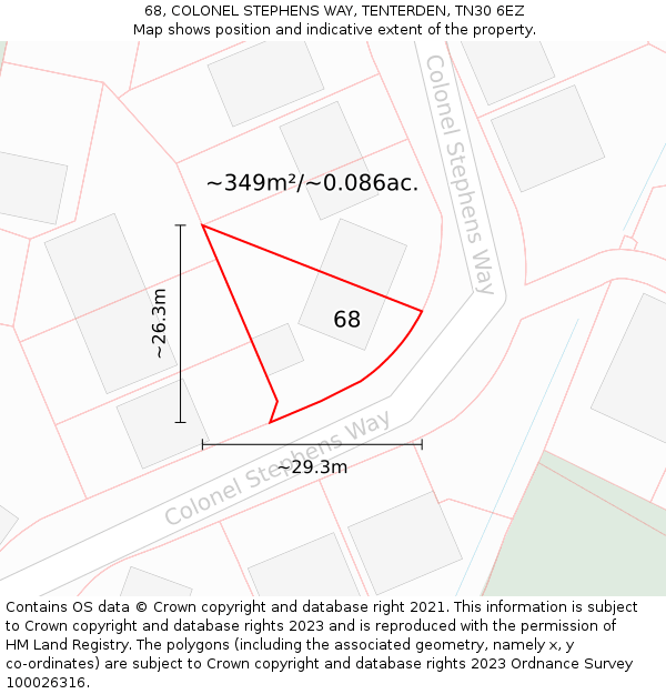68, COLONEL STEPHENS WAY, TENTERDEN, TN30 6EZ: Plot and title map