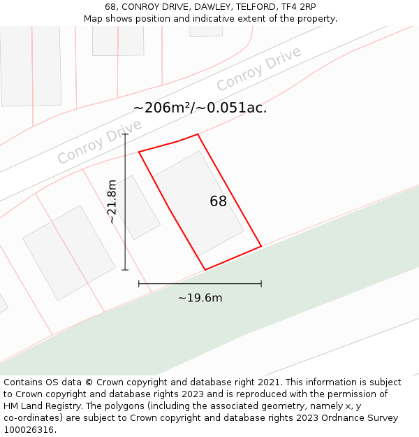 68, CONROY DRIVE, DAWLEY, TELFORD, TF4 2RP: Plot and title map