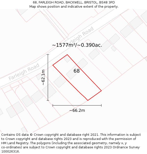 68, FARLEIGH ROAD, BACKWELL, BRISTOL, BS48 3PD: Plot and title map