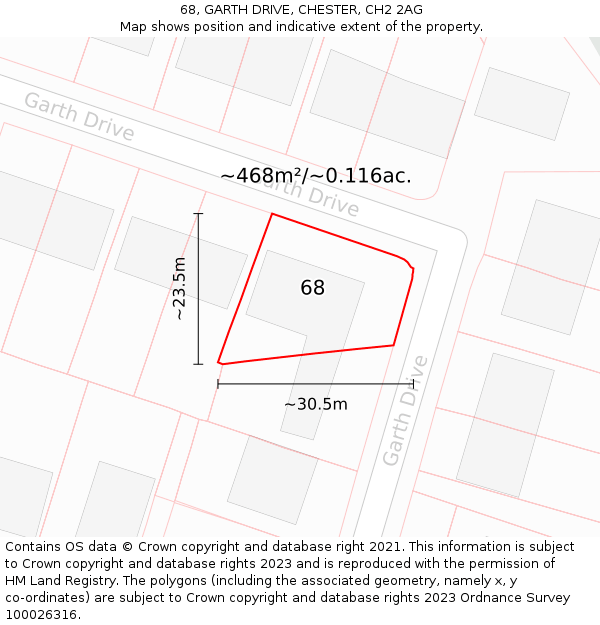 68, GARTH DRIVE, CHESTER, CH2 2AG: Plot and title map