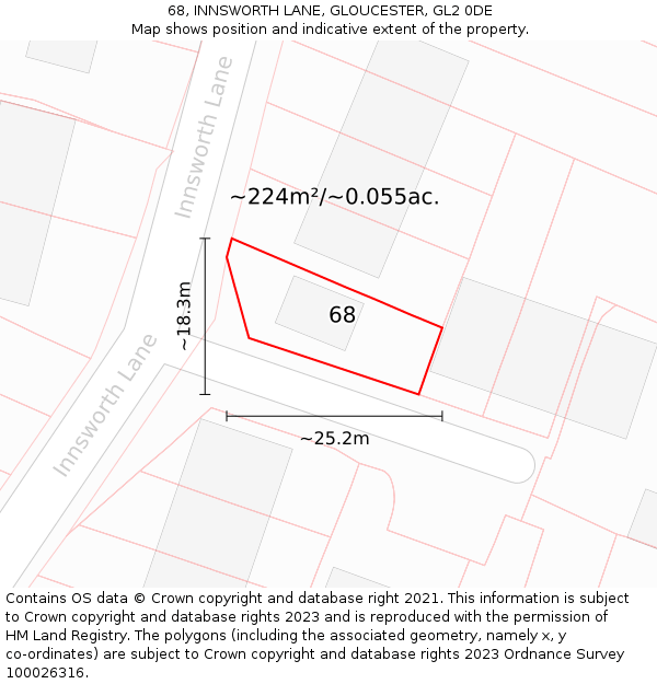 68, INNSWORTH LANE, GLOUCESTER, GL2 0DE: Plot and title map