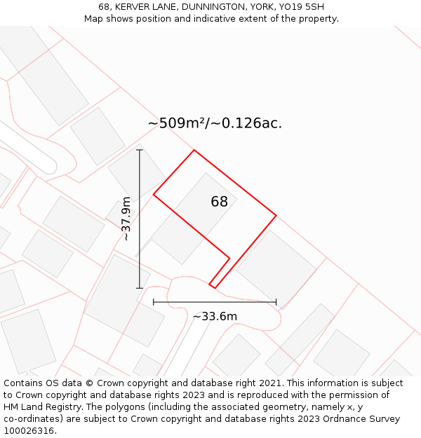 68, KERVER LANE, DUNNINGTON, YORK, YO19 5SH: Plot and title map