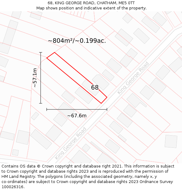 68, KING GEORGE ROAD, CHATHAM, ME5 0TT: Plot and title map