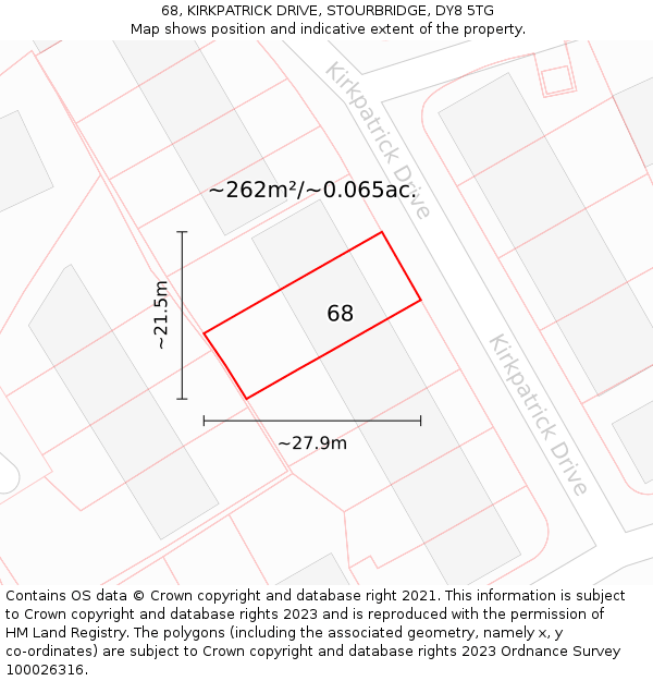 68, KIRKPATRICK DRIVE, STOURBRIDGE, DY8 5TG: Plot and title map