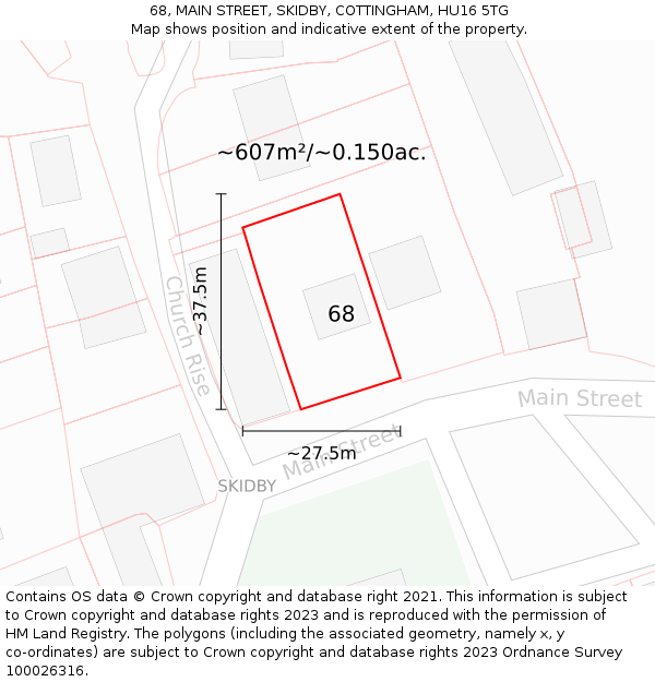 68, MAIN STREET, SKIDBY, COTTINGHAM, HU16 5TG: Plot and title map