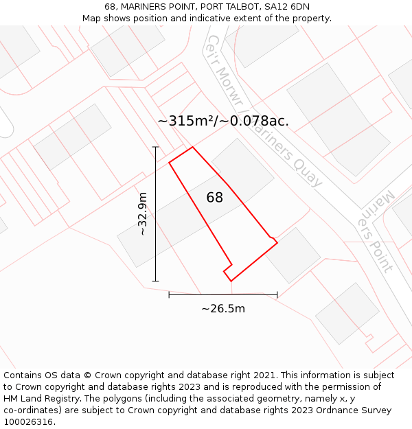 68, MARINERS POINT, PORT TALBOT, SA12 6DN: Plot and title map